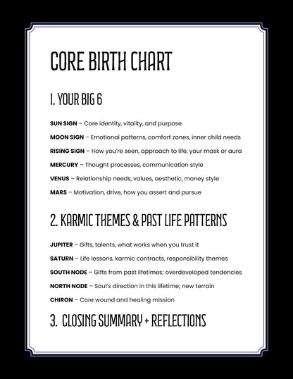 🌜 Core Astrological Birth Chart