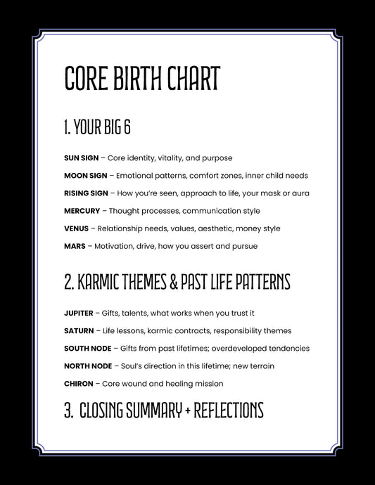 🌜 Core Astrological Birth Chart